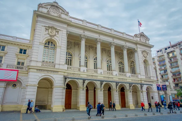 Santiago, Chile - 14 września 2018: Odkryty Widok elewacji, Teatr miejski, miasto Santiago, stolicy Chile w Ameryce Południowej — Zdjęcie stockowe