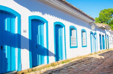 Paraty tarihi merkezi Street, Rio de Janeiro, Brezilya. Paraty, Portekiz'in sömürge ve Brezilya İmparatorluk belediyesi..