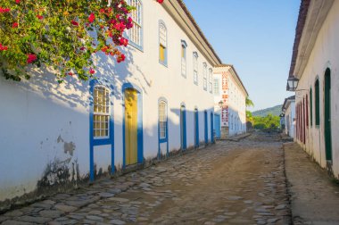 Paraty tarihi merkezi Street, Rio de Janeiro, Brezilya. Paraty, Portekiz'in sömürge ve Brezilya İmparatorluk belediyesi..