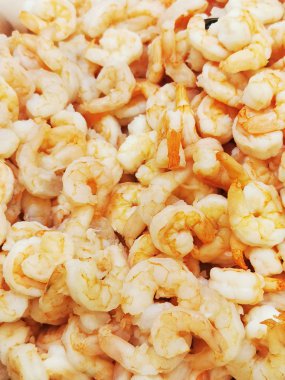 Pişmemiş karides arkaplanının üst görünümü.