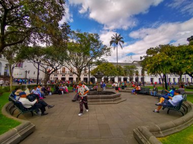 Quito, Ekvador, 29 Eylül 2019: Quito, Ekvador 'un tarihi merkezi. Unesco tarafından ilan edildi.