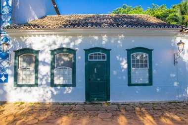 Paraty tarihi merkezi Street, Rio de Janeiro, Brezilya. Paraty, Portekiz'in sömürge ve Brezilya İmparatorluk belediyesi..