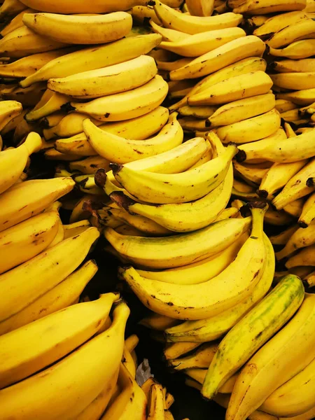 Bananes biologiques crues sans OGM empilées prêtes à manger — Photo