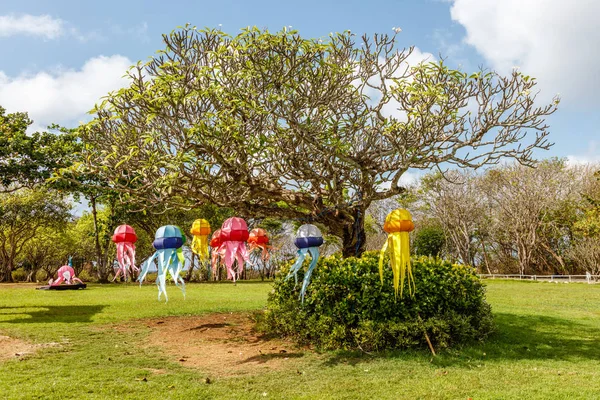 Pez Jalea Forma Luces Árbol Para Festival Luz Nusa Dua — Foto de Stock