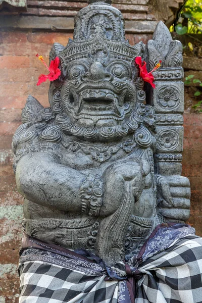 Guard Statue Checked Sarong Hindu Temple Buruan Bali Indonesia Royalty Free Stock Photos