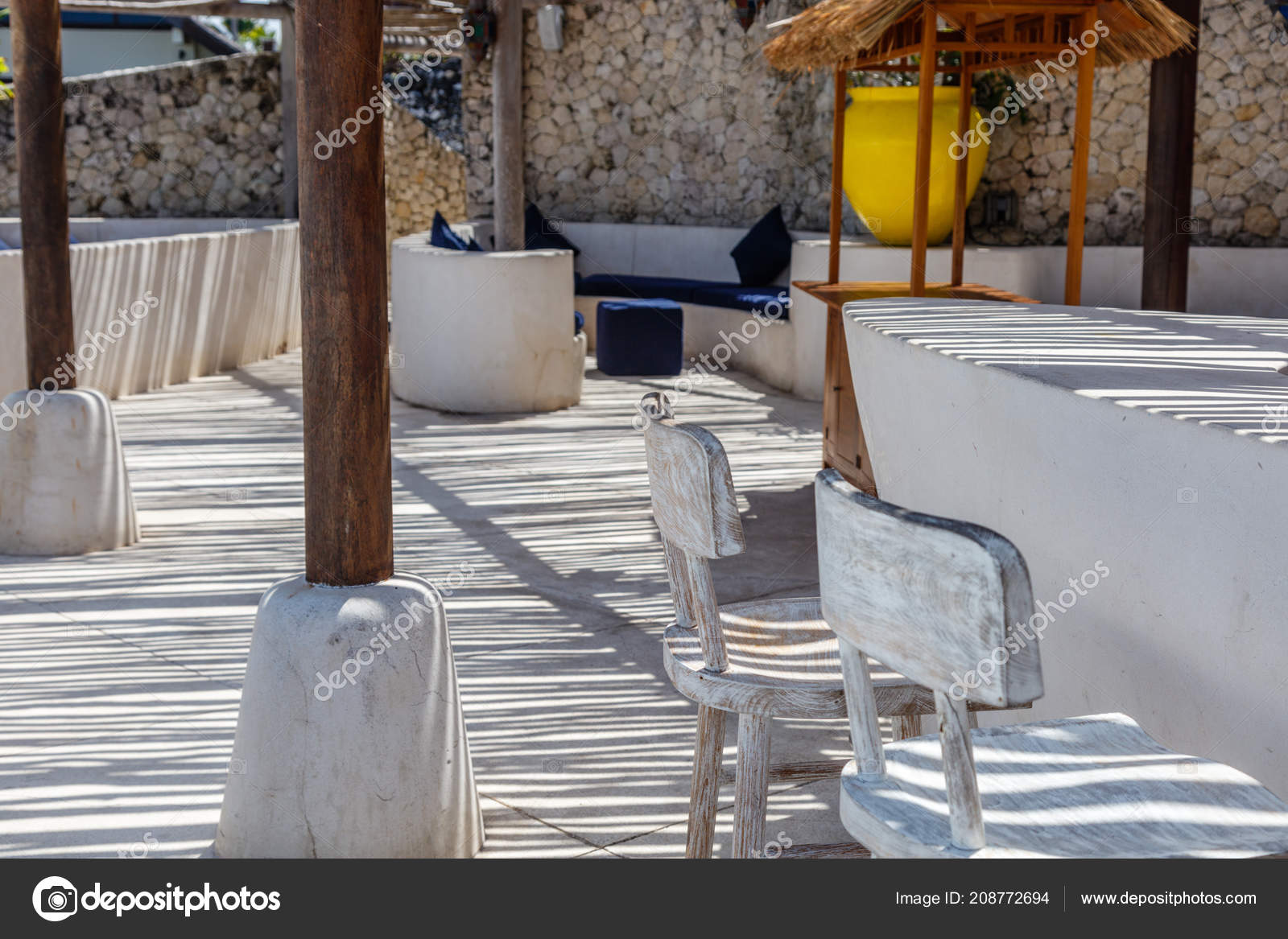 Mediterranean Style Interior Yellow White Blue Colors Rustic