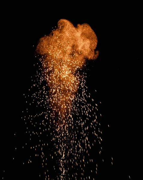 Colorful fountain fireworks stream into dark night — Stock Photo, Image