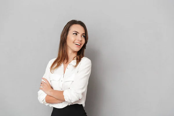 Image Une Étonnante Jeune Femme Affaires Isolée Sur Fond Mur — Photo