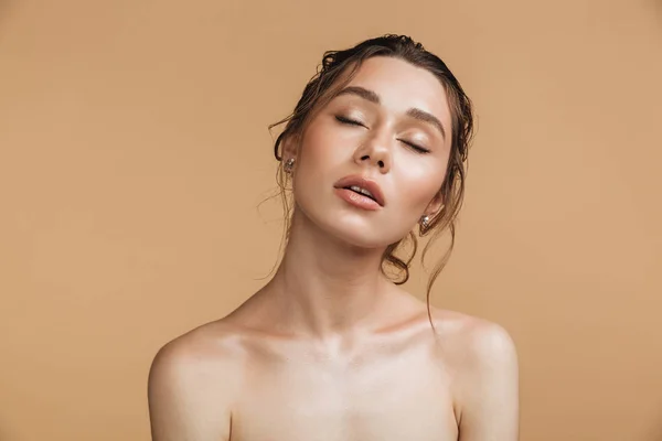 Portret Van Schoonheid Van Een Mooie Sensuele Topless Vrouw Poseren — Stockfoto