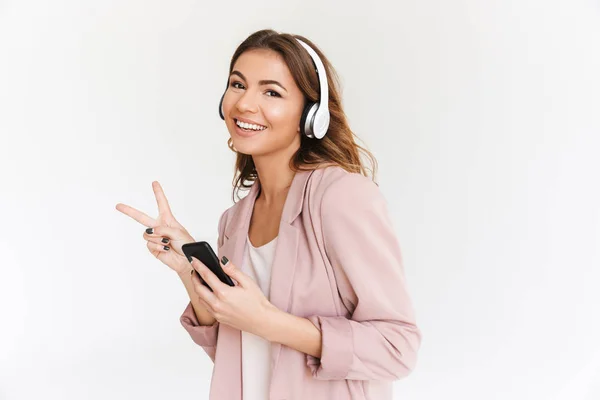 Imagen Joven Linda Hermosa Mujer Aislada Sobre Fondo Blanco Pared —  Fotos de Stock