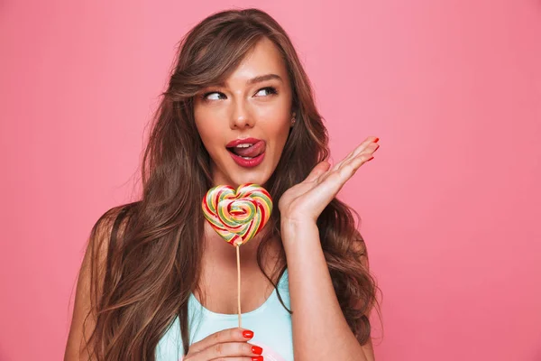 Nahaufnahme Porträt Einer Verführerischen Jungen Frau Badeanzug Die Einen Herzförmigen — Stockfoto