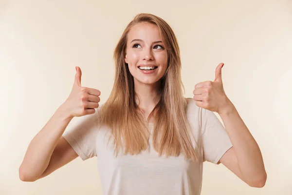 Mage Closeup Adorable Blonde Woman 20S Wearing Casual Clothing Smiling — Stock Photo, Image