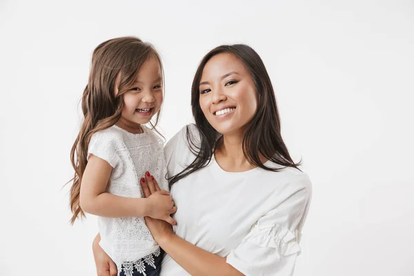 Imagem Feliz Jovem Mulher Asiática Mãe Com Sua Menina Filha — Fotografia de Stock