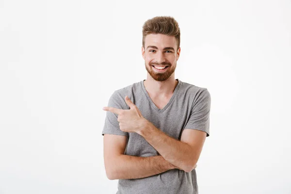 Imagen Joven Feliz Guapo Emocionado Parado Aislado Sobre Fondo Blanco —  Fotos de Stock