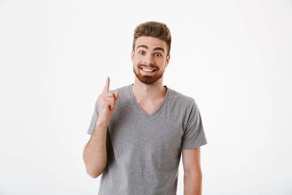 Image Handsome Excited Smiling Young Man Standing Isolated White Wall — Stock Photo, Image