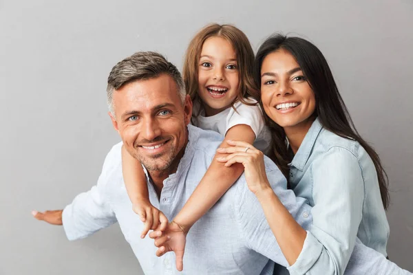 Portrait Happy Family Father Mother Little Daughter Having Fun Together — Stock Photo, Image