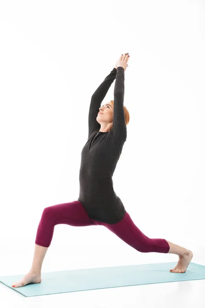 Portrait Fit Woman Dressed Sport Clothes Standing Yoga Position Fitness — Zdjęcie stockowe
