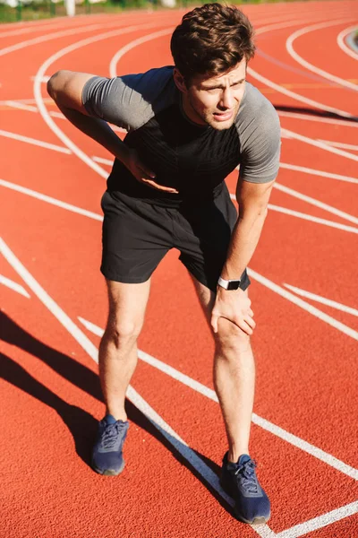 Deportista Cansado Terminó Correr Estadio — Foto de Stock