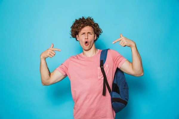 Afbeelding Van Jonge Student Man Met Krullend Haar Het Dragen — Stockfoto