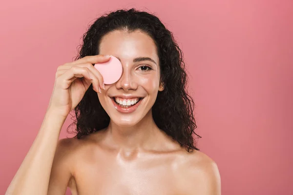 Portrait Beauté Une Jeune Femme Seins Nus Joyeuse Avec Des — Photo