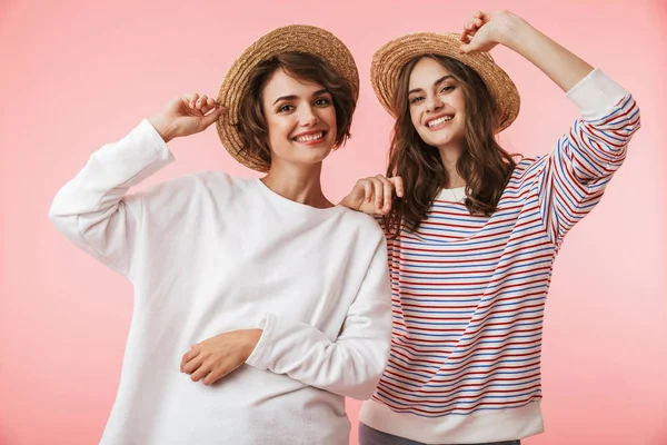 Foto Van Vrienden Van Grappige Schattige Jonge Vrouwen Poseren Geïsoleerd — Stockfoto