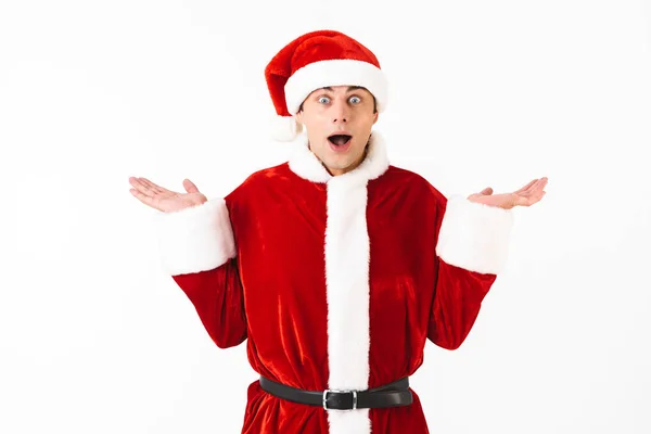 Retrato Del Hombre Sorprendido Años Traje Santa Claus Sombrero Rojo —  Fotos de Stock