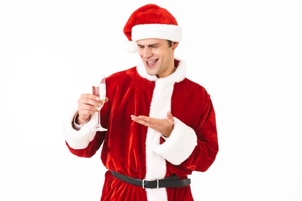 Retrato Del Hombre Emocional Años Disfrazado Santa Claus Sombrero Rojo —  Fotos de Stock