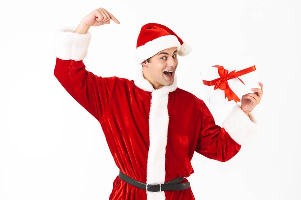 Obraz Człowieka Zabawne 30S Santa Claus Kostium Czerwony Kapelusz Gospodarstwa — Zdjęcie stockowe