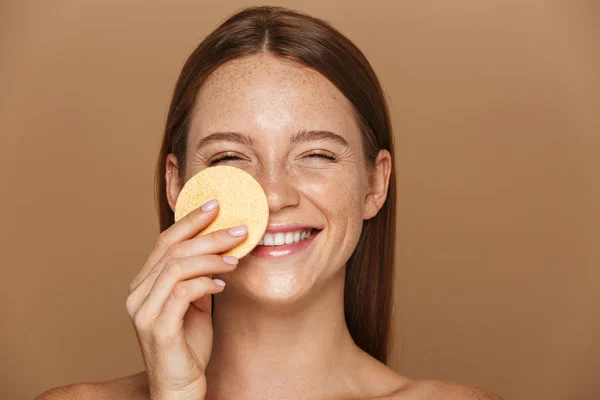 Portrait Beauté Une Jeune Femme Nue Souriante Aux Longs Cheveux — Photo