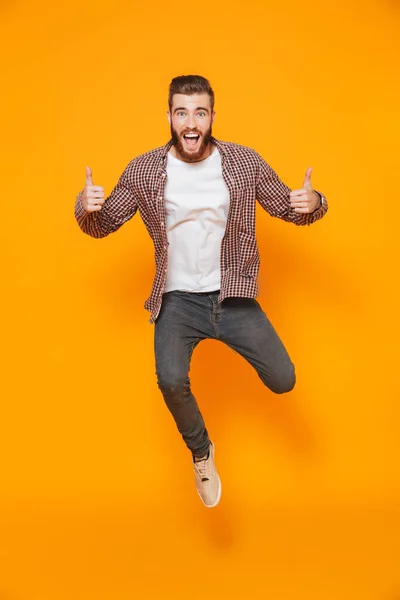 Retrato Comprimento Total Jovem Alegre Vestindo Roupas Casuais Isoladas Sobre — Fotografia de Stock