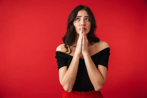 Foto Una Hermosa Mujer Joven Linda Pie Aislado Sobre Fondo — Foto de Stock