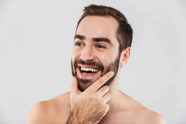 Close up of a young handsome bearded shirtless man — Stock Photo, Image