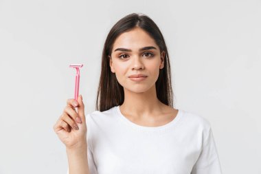 Casualy güzel bir genç kadının portresi giyinmiş