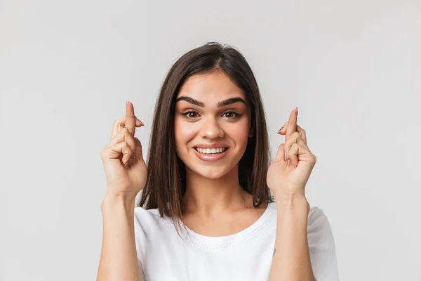 Portret van een mooie jonge vrouw casualy gekleed — Stockfoto