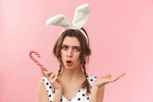 Portrait of a pretty lovely girl wearing dress standing — Stock Photo, Image