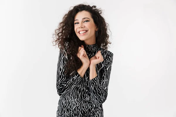 Portrait of a cheerful attractive woman wearing bright clothes — Stock Photo, Image