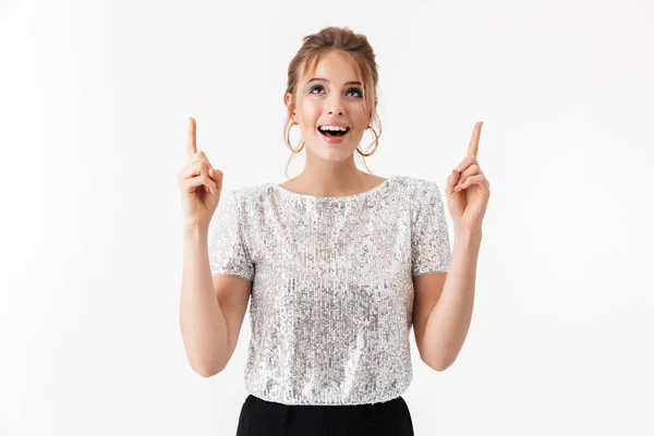 Portrait of a cheerful attractive woman wearing bright clothes — Stock Photo, Image
