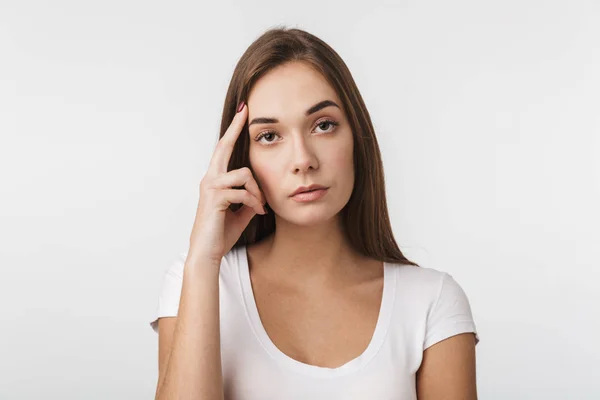 Attractive young woman standing isolated — Stock Photo, Image