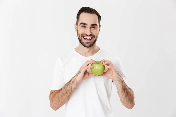 Handsome cheerful man wearing blank t-shirt — Stock Photo, Image