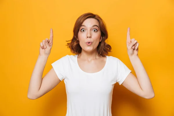 Portrait of a happy lovely girl standing isolated — Stock Photo, Image