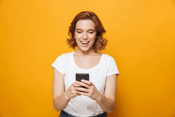 Portrait of a happy lovely girl standing isolated — Stock Photo, Image