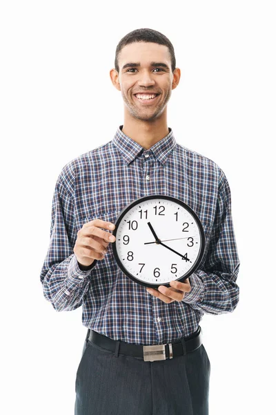 Retrato de un joven feliz con camisa a cuadros — Foto de Stock