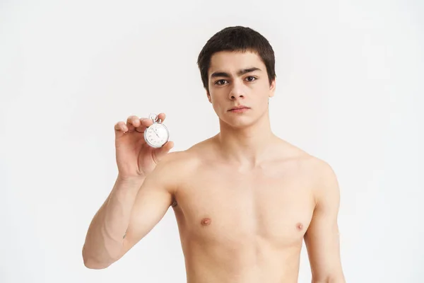 Confident fit young shirtless sportsman — Stock Photo, Image
