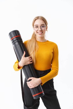 Çekici genç kadın mimar izole ayakta