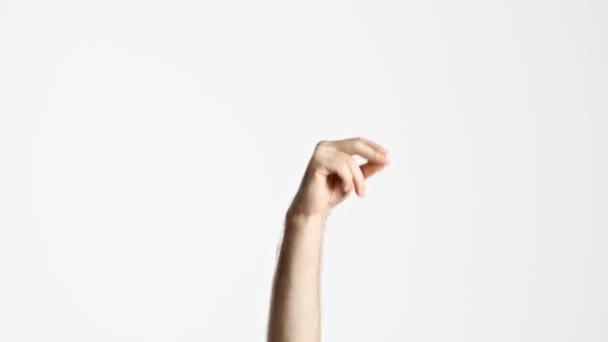 Cropped View Man Snapping His Finger White Background Isolated — Stock Video