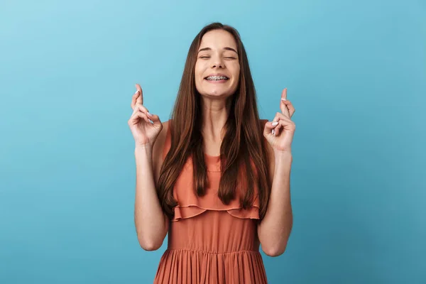 Cute lovely young girl standing isolated — Stock Photo, Image