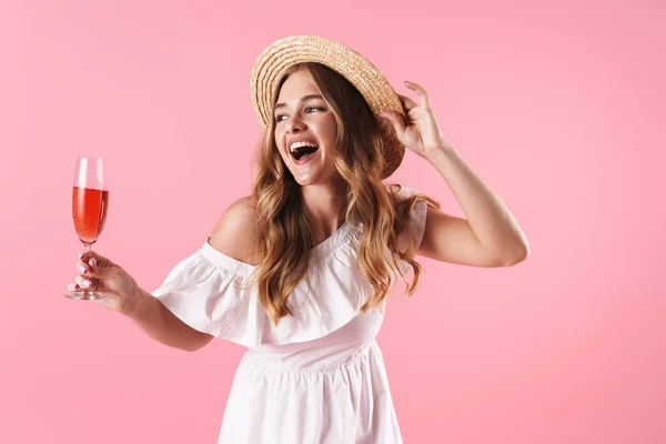 Beautiful young blonde girl wearing summer dress — Stock Photo, Image