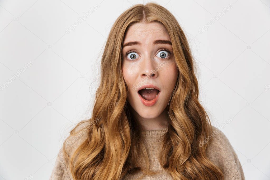 Cute long hair blonde screaming
