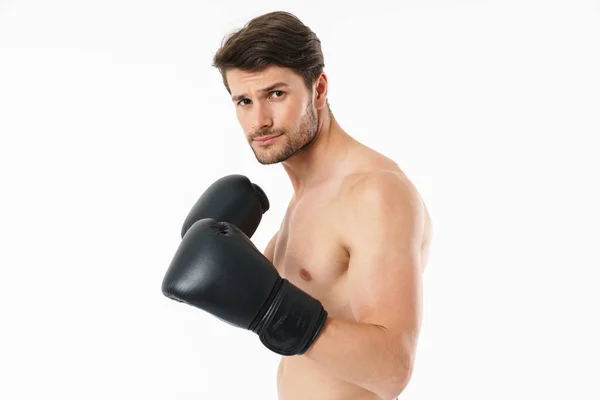 Schöner junger fitter, hemdloser Sportler im Stehen — Stockfoto