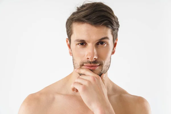 Close up of a handsome young shirtless man isolated — Stock Photo, Image